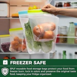 ถุงแช่แข็งแบบใช้ซ้ำได้ขนาดครึ่งแกลลอน ยี่ห้อ Huamaohengchun แพ็ค 20 ใบ ถุงเก็บอาหารกันรั่วซึม ภาชนะปลอดสารซิลิโคนสำหรับเตรียมอาหาร - Product Image 3
