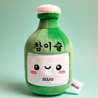 Bouteille de Soju coréenne en peluche personnalisée Nouveau design Poupée en peluche douce Jouet en coton mignon pour cadeaux et décorations Techniques brodées Remplissage en PP