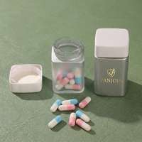 Bocaux carrés en verre dépoli argenté personnalisés de 30 ml, 60 ml, 90 ml, 110 ml avec bouchons à vis CR pour pilules, capsules et emballages de poudre