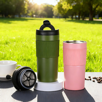 Kingze personnalisé 14oz double paroi en acier inoxydable isolé sous vide 420ml gobelet portable tasse à café presse française tasse de voyage