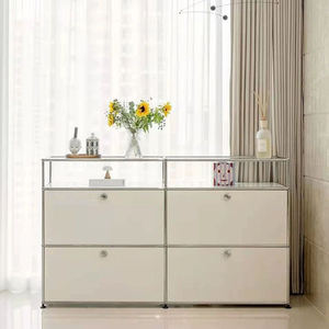 Armoire de rangement modulaire moderne en acier inoxydable buffet décoratif multifonctionnel simple Ins pour le salon du Moyen Âge - Product Image 5