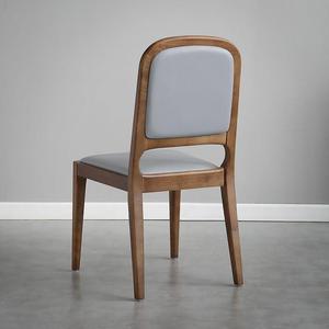 Chaise de salle à manger minimaliste moderne en bois massif avec assise et dossier en cuir pour la salle à manger à domicile, usage adulte - Product Image 2