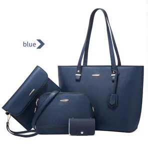 Factory Custom Beading Football Handbags Woman 2023 Trending Black Handbag Art Drawing For Wholesale 4pcs Tote Bag Set