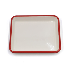 Semelles plates rectangulaires en <span class=keywords><strong>acier</strong></span> <span class=keywords><strong>blanc</strong></span>, or, vente en gros, plateau de service en métal émaillé assiettes - Product Image 5