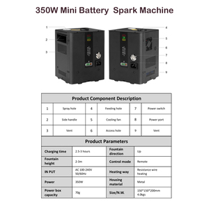 350W 전기 충전식 배터리 스파크 머신 리모컨 2채널 DMX 금속 케이스 실내 불꽃놀이 웨딩 <span class=keywords><strong>DJ</strong></span> 디스코 무대 - Product Image 2