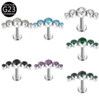 Astm-f136 Titanium Zircon Ear Cartilage Stud Zircon Fashion Labret Row of Ear Bone Piercings Body Piercing Jewelry Wholesale