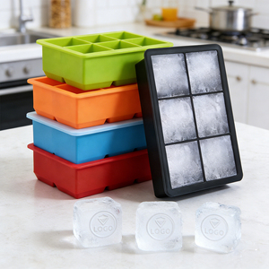 Moule à glaçons en silicone transparent réutilisable avec logo personnalisé, grand format, nouveau modèle - Product Image 1