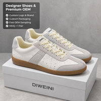 Chaussures de luxe pour hommes et femmes, haute qualité, cuir blanc et gris effet éclaboussures, chaussures de marche rétro GAT Baskets, neuves.