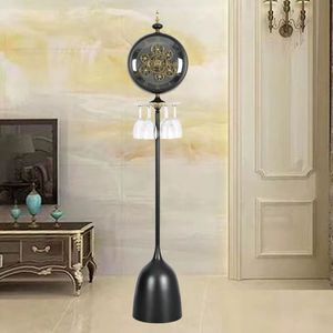 Standing Clock With Wine Glass Holder Quartz Movement Round Design For Living Room Decorative Floor Clock Up To 4 Glasses - Product Image 2