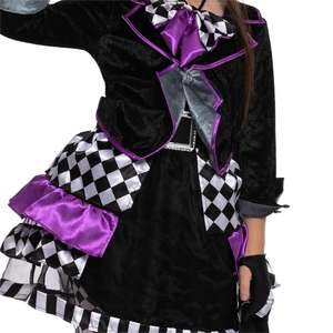 Ensemble de déguisements de <span class=keywords><strong>chapelier</strong></span> <span class=keywords><strong>fou</strong></span> noir et violet pour Halloween robe fantaisie pour filles avec chapeau à oreilles de lapin chaussettes à carreaux robe de bal de fête d'Halloween - Product Image 6