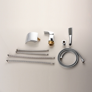 Chrome Thác Bồn Tắm Vòi Hoa Sen Vòi Ba Lỗ Kép Xử Lý Vòi Nước Tắm Mixer Tap - Product Image 6