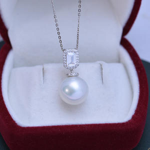 12-13mm White Freshwater Pearl <b>Pendant</b> <b>Necklace</b> for Women S925 <b>Silver</b> with Strong Light Fine Flaws Featuring Flower Blossoms - Product Image 1
