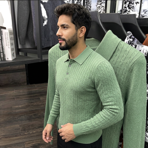 <b>Winter</b> Warm <b>Men's</b> <b>Overcoat</b> Thick Cotton Bamboo Fiber Fleece Lining Breathable Eco-Friendly Anti-Pilling 320g Cable Knit OEM - Product Image 4