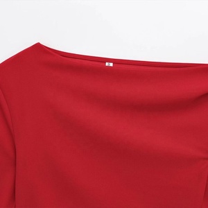 デザイン女性非対称弾性ブラウスビンテージ長袖女性シャツブルサトップス - Product Image 4