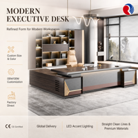 Bureau de direction en forme de L, en bois de noyer, bureau d'angle pour manager, table de patron avec tiroirs, mobilier de bureau moderne pour la maison