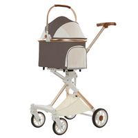 Chariot de voyage pour animaux de compagnie en métal personnalisé en usine, poussette pour chat et chien, capacité de 15 kg, léger, pliable, détachable, chariot de sortie pour animaux de compagnie