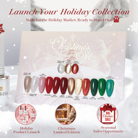 Missgel Coffret de Vernis Gel de Noël 12 Couleurs Boîte Cadeau Sans HEMA Sans TPO Soak Off UV LED Kit Nail Art Magnétique Effet Œil de Chat Pailleté
