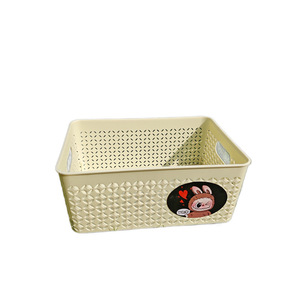 Panier de rangement rectangulaire en plastique multicolore avec poignée pour bureau et cosmétiques 802 - Product Image 5