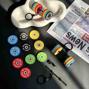 Llavero de metal redondo con diseño de disco de pesas de barra de gimnasio, para sublimación DIY, regalo para fans de anime - Product Image 6