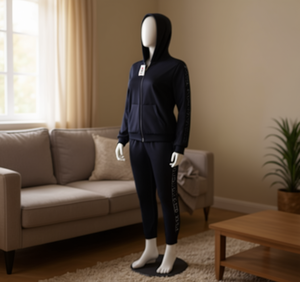 Tc193r Tuta da Donna con Cappuccio, Lunghezza Intera, Tinta Unita, Casual Invernale, in Peluche Pesante con Tasche Laterali e Chiusura con Coulisse - Product Image 2