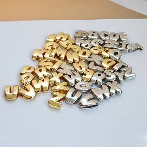 JS2024 Populares <span class=keywords><strong>Abalorios</strong></span> Deslizantes de Letras Iniciales del Alfabeto, Pequeños, Voluminosos <span class=keywords><strong>3D</strong></span>, Chapados en Oro de 18k, con Diseño de Burbuja Gruesa, para Pulseras de Cordón o Cuerda - Product Image 5