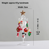 Décoration de maison de table d'arbre de Noël en verre de 5.71 pouces avec des accessoires colorés Cadeaux de Noël Ornement d'arbre en verre de cristal en vrac
