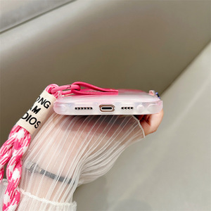 Custodia per cellulare <span class=keywords><strong>rosa</strong></span> con cinturino da polso in tessuto <span class=keywords><strong>rosa</strong></span> per <span class=keywords><strong>iphone</strong></span> 11 <span class=keywords><strong>12</strong></span> 13 14 Plus Pro Max custodia per telefono per ragazze - Product Image 6