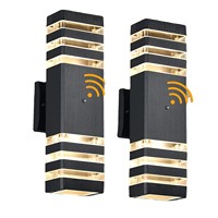 Lampe murale extérieure IP65 avec capteur de lumière crépusculaire, éclairage haut et bas, pour hôtel, villa, jardin, lampes de porche en ABS