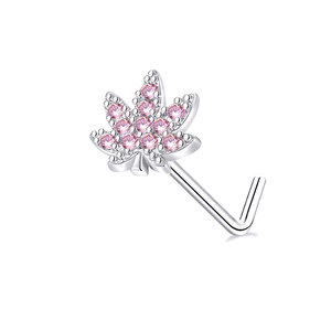 Venta al por mayor 20G Tornillo en forma de rosa CZ corazón hoja nariz anillo chapado en oro Piercing para el cuerpo joyería para mujeres - Product Image 4