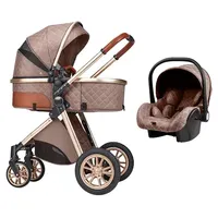 Système de voyage pour bébé 3 en 1 de luxe léger, siège auto pour bébé, poussette pliable, berceau de jogging en lin pleine grandeur