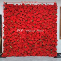 Mur de fleurs artificielles personnalisé en soie carrée, motif floral bleu marine et rose clair, éco-responsable, sur base en tissu enroulable, pour décoration de mariage