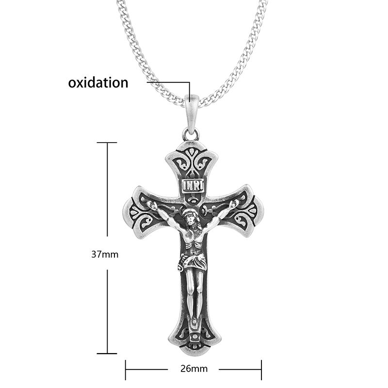 Silberne Große Kreuz Halskette, Sterling Silber Große Kruzifix Halskette, Große Silber Kreuz Halskette, Herren Kreuz Halskette, Massive Silber Kreuz - Österreich
