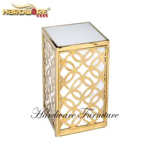 Wedding supplies stainless steel carving design gold cylinder pedestal set