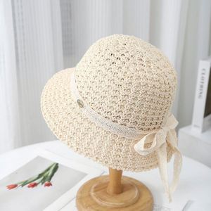 Women Pastoral Style Bucket Straw <b>Hat</b> Lace Ribbon Bowknot Spring Summer Casual Beach Sun <b>Hat</b> - Product Image 1