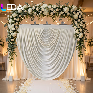 LEDA Venta al por Mayor, Cortina Semicircular de Seda de Leche para Decoración de Escenarios, Personalizable en Cualquier Tamaño, con Base con Patrón de Ondas, para Decoraciones de Boda - Product Image 6