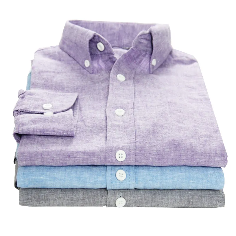 2021 hot-selling long sleeve plus size button down men's linen dress shirts for men