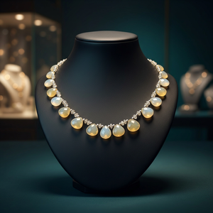 Trendy Vintage Women's Necklace Diamond and Agate Set on a Gold Plated Teardrop <b>Rope</b> <b>Chain</b> Fashion Jewelry - Product Image 3