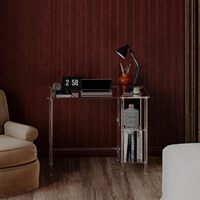 Escritorio de Oficina Exquisito de Fábrica, Escritorio de Computadora de Acrílico Personalizado, Mesa de Maquillaje Transparente de Tipo Abierto para Sala de Estar y Dormitorio