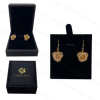 Boucles d'oreilles en émail plaqué or, 12 couleurs, motif fleur suspendue, fleurs préservées pour femme, coffret à bijoux, cadeau romantique, vente en gros