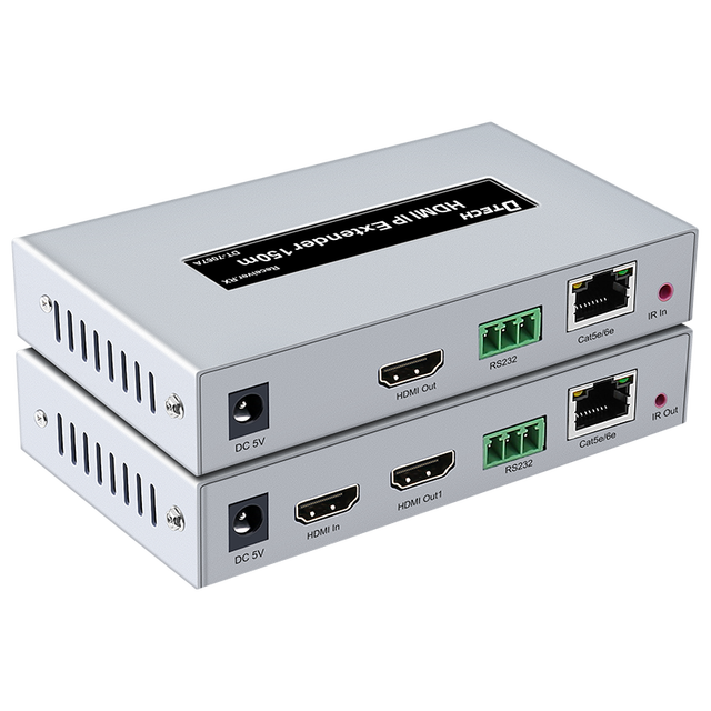 HD 4k RX TX Through Cat5e / 6 RS232 150m HDMI IP Extender, Support Infrared