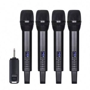 Microphone sans fil 4 canaux rechargeable 2.4G avec écho, aigus et basses pour karaoké - Product Image 1