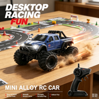 Camion tout-terrain miniature en alliage DWI DOWELLIN 1/64 avec carte, voiture télécommandée 2,4 GHz avec lumières LED pour enfants