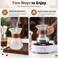 Carafe à café en verre borosilicate Kingze 400 ml avec col en noyer et filtre en acier inoxydable pour café