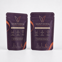 Sachet Doypack Mat Violet Personnalisé avec Fenêtre Transparente, Qualité Alimentaire, Stratifié, Refermable à Fermeture Éclair, pour Compléments en Capsules de Peptides