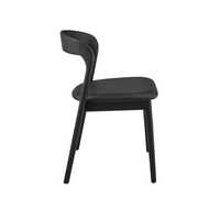 Chaise de salle à manger noire moderne à dossier incurvé, structure en bois massif, coussin en cuir PU remplaçable, empilable, durable, mobilier de maison