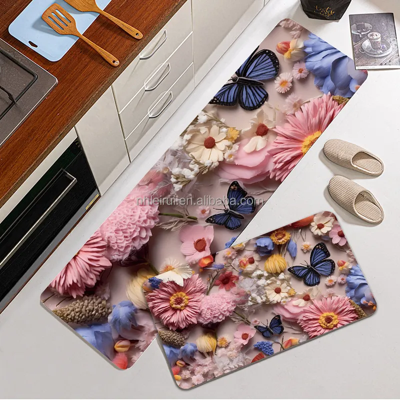 2024 NEW Notdic Anti Slip 2 Piece Kitchen Floor Carpet Rugs Mats Set Waterproof Cushioned Anti Fatigue factory direct bath mat