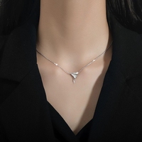Collier Avion en Papier FY-0543 pour Femme en Argent Sterling S925, Design Niche Frais et Inspiré de la Forêt, Luxe Léger