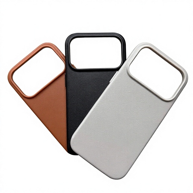 All-Inclusive Vegan Leather Handmade Electroplated Plain Semi-Aniline Strong Magnetic for 17 Pro Max Protective Case Camera