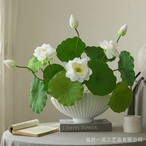 ดอกบัวประดิษฐ์ ยี่ห้อ Yihua Floral Art สีขาวและชมพู ทำจากผ้าไหม ตกแต่งบ้านสไตล์จีนเซน ก้านเดี่ยว รุ่น HH001 - Product Image 2