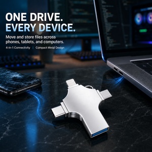 แฟลชไดรฟ์ USB 4 in 1แบบโลหะ OEM แฟลชไดรฟ์512MB 2GB 4GB 8GB <span class=keywords><strong>32GB</strong></span> 64GB 128GB สำหรับพีซีและไอโฟน - Product Image 2